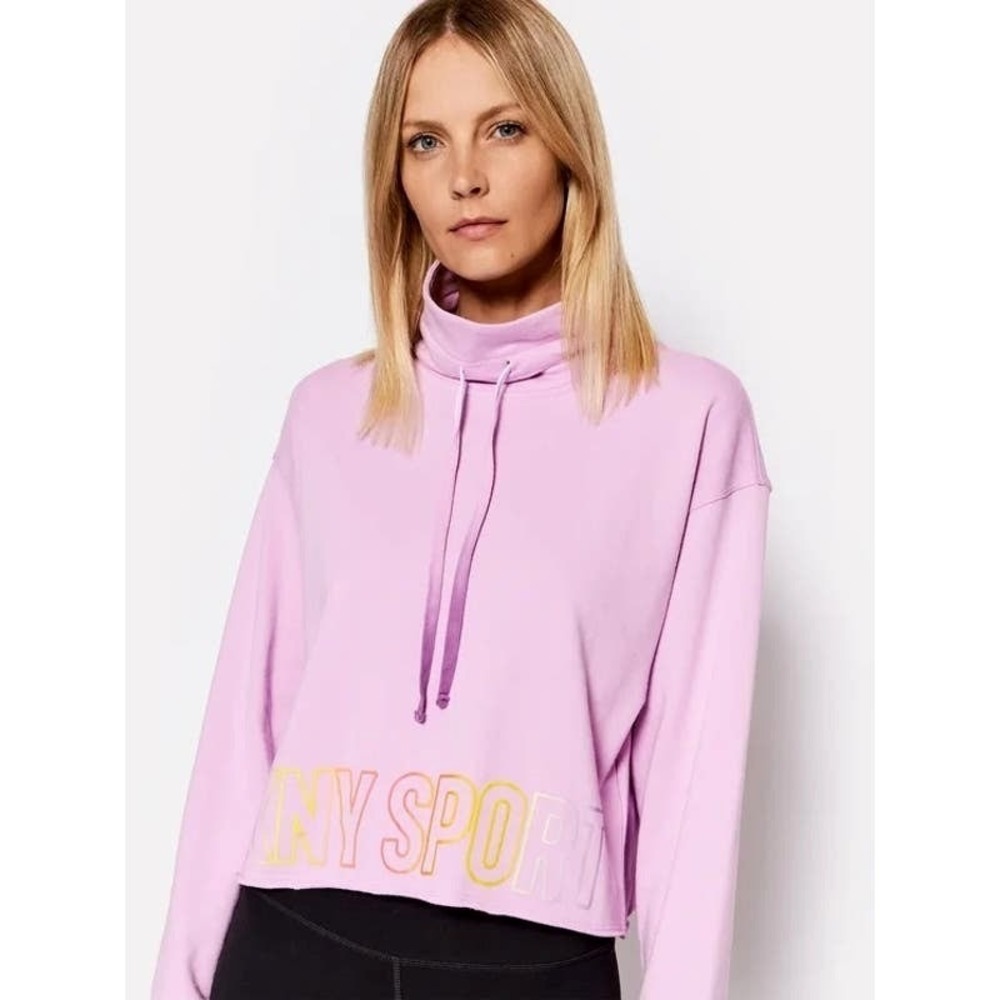 DKNY Sport Women's Ombre Logo Funnel Neck Lilac Sweatshirt Size Medium NWT
